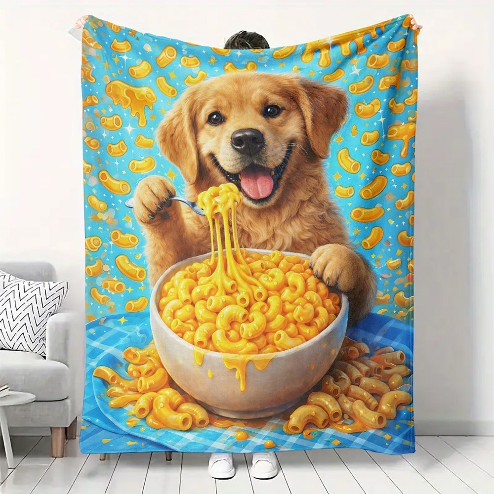 Golden Puppy Mac and CheeseThrow Blanket - 50x60 - Picture 1 of 6
